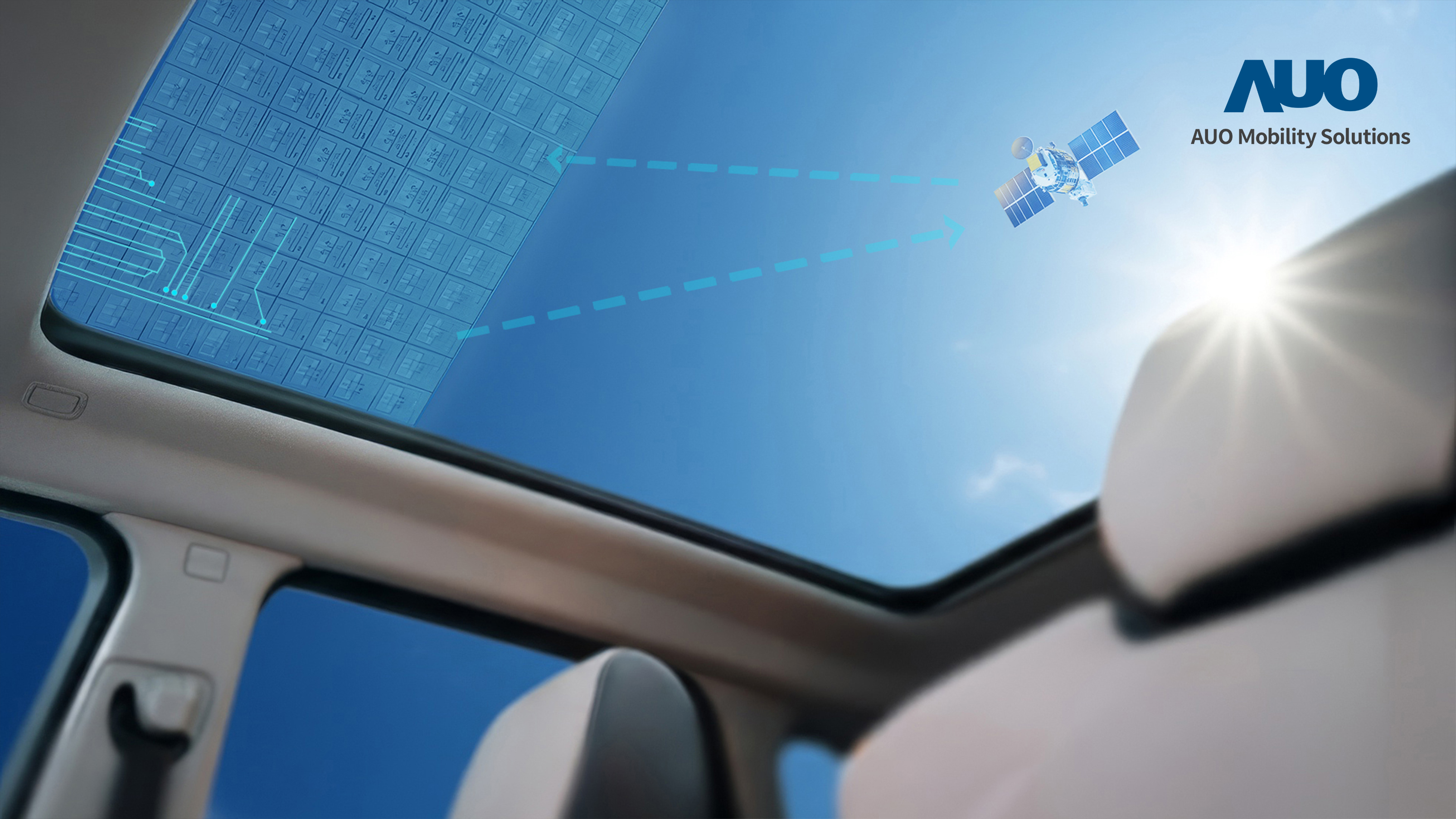 世界杯官方网站入口智慧行动携手伙伴公司円通科技，全新发表SatGlass Antenna，将透明的卫星天线隐身于车顶、天窗等结构，透过相控数组天线与低轨卫星高速通讯，实现V2X实时控制、OTA远程更新及购物娱乐等多元功能。