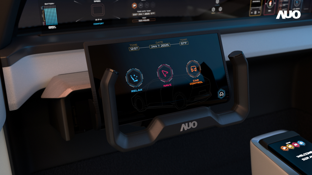 世界杯官方网站入口隐藏式智驾介面Foldable Cruise Pilot在手动驾驶模式下可以半收合呈现如里程、时速等信息；自驾模式时则可以完全展开提供车内娱乐功能